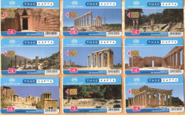 GREECE - Ancient Greek Temples, Complete Set 13 Cards, 12 Used & One Mint - Grecia