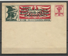 Germany Deutschland Dt. Reich Ganzsache Stationery Umschlag Erste Internationale Einfuhr-Messe Frankfurt/M 1919 - Briefe