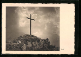 Foto-AK Ernst Und Bernhard Groh: Gipfelkreuz Vor Dramatischen Wolken  - Altri & Non Classificati