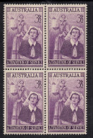 AUSTRALIA 1955 3.1/2d REDDISH - VIOLET "NURSING PROFESSION COMMEMORATION" BLOCK OF (4) MNH, - Blocks & Sheetlets