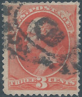 United States,U.S.A, 1887 George Washington,3¢ Vermilion,Value:€60,00 - Usados