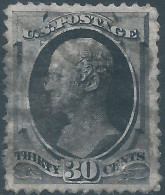 United States,U.S.A,1870 Alexander Hamilton-White Wove Paper,30C Black Without Grill,Used - Usados