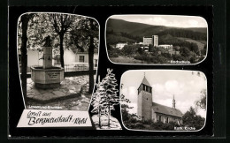 AK Bergneustadt Im Rhld., Losemund-Brunnen, Katholische Kirche, Hochschule  - Bergneustadt