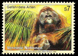 United Nations Vienna 1999 MNH, Endangered Wild Animals, Monkey Orang Utan - Monkeys