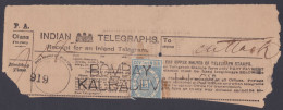 Inde British India 1908 King Edward VII, Indian Telegraph Receipt, Bombay, Telegram - 1902-11 Roi Edouard VII