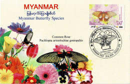 MYANMAR 2024 COMMON ROSE BUTTERFLY MAXIMUM CARD - ONLY 100 ISSUED - Myanmar (Burma 1948-...)