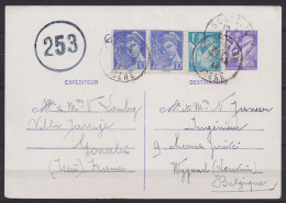 EP 1,20f Violet Iris + N°650+407x2 Càd GONCELIN /22-12-1944 Pour WYGMAEL (Louvain) - Cachet Censure Communications "253" - Guerre 40-45 (Lettres & Documents)