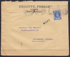 L. Entête "Marbres Dejaiffe Frères" Affr. N°257 Flam. NAMUR /23.IV.1931 Pour STOCKHOLM - Griffe "MAZY" & Càd Arrivée STO - 1922-1927 Houyoux