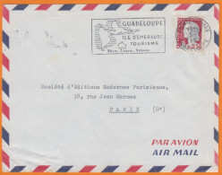 Guadeloupe  Lettre De POINTE A PITRE Le 5 7 1963 Avec Pub Au Verso PAR AVION  Et Mne De Decaris 25c - 1962-1965 Coq De Decaris