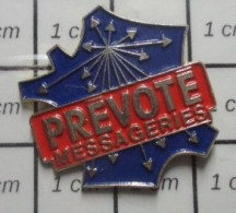 811J Pin's Pins / Beau Et Rare / TRANSPORTS / PREVOTE MESSAGERIE HEXAGONE CARTE DE FRANCE - Transports