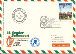 Ireland Air Mail Cover Balloon Mail Tiobraid Arann 6-6-1986 First Balloon Mail In Eire Sent To Germany - Airmail