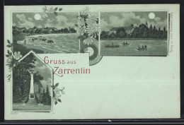 Mondschein-Lithographie Zarrentin, Ortsansicht Bei Vollmond, Denkmal  - Zarrentin