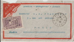 REUNION - 1939 - ENVELOPPE Par AVION De ST PIERRE => PARIS Via MADAGASCAR - Lettres & Documents