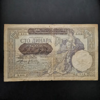 BILLET CIRCULE 100 DINARS DINARA 1941 SERBIE / SERBIA BANKNOTE / DECHIRURE - Serbie