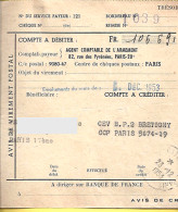 TAD "CHÈQUES POSTAUX PARIS" Sur Avis De Virement Postal (2462)_D38 - Documents Of Postal Services