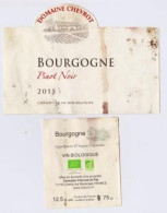 Étiquette Et Contre étiquette " BOURGOGNE PINOT NOIR 2015 - Vin Biologique " Domaine CHEVROT (1052) _ev347 - Bourgogne