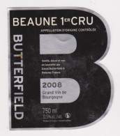 Etiquette " BEAUNE 1er CRU 2008 - BUTTERFIELD " (2809)_ev370 - Bourgogne