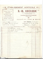 Facture 1945 / 49 CHATEAUNEUF SUR SARTHE / Horticulture LECLERC - Agriculture