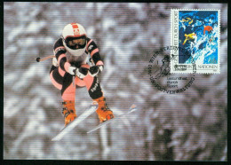 Mk UN Vienna (UNO) Maximum Card 1988 MiNr 85 | "Health In Sports", Skiing #max-0170 - Cartes-maximum