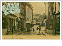 62.SAINT POL SUR TERNOISE.RUE DES CARMES ET PLACE DU PALAIS DE JUSTICE.BECART LIBRAIRE.COIFFEUR - Saint Pol Sur Ternoise