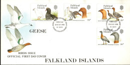 Falkland Inseln Islands 1988 - Mi.Nr. 480 - 483 - Ersttagsbrief FDC - Vögel Birds Gänse Geese - Geese