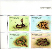 Macao Poste N** Yv: 589/592 Serpents Régionaux Philexfrance Coin De Feuille - Unused Stamps