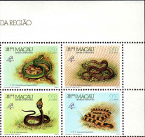 Macao Poste N** Yv: 589/592 Serpents Régionaux Philexfrance Coin De Feuille (Thème) - Unused Stamps