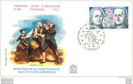 PREMIER JOUR D'EMISSION F.D.C  N°962  15/05/1976  BICENTENAIRE DE L'INDEPENDANCE DES ETATS UNIS D'AMERIQUE - 1970-1979