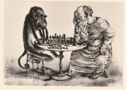 SPORT - SCHACH / CHESS, Paul Weber, "Der Affe Hat Gezogen" - Echecs