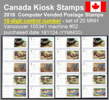 Canada Kanada ATM Kiosk Stamps 2-6 / Famous Painters / Full Set With 18 Digit Control Numbers MNH / Automatenmarken - Vignettes D'affranchissement (ATM) - Stic'n'Tic
