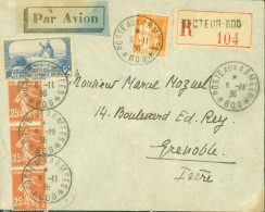 Par Avion Secteur Postal 600 Beyrouth Liban Syrie Recommandé YT N°311 + 386 + 235 X3 CAD Poste Aux Armées 200 6 11 36 - Cachets Militaires A Partir De 1900 (hors Guerres)