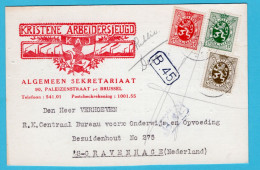 BELGIUM Card Kristene Arbeids Jeugd KAJ 1930 Brussel To The Hague, Netherlands - Brieven En Documenten