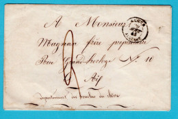 ALGERIA Cover Sheet 1845 Alger To Aix, France - Other & Unclassified