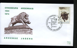 1733 - FDC - Ardense Jagers - Stempel: Bruxelles - Brussel - 1971-1980