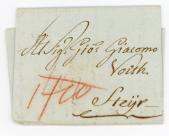 1811, Handgeschriebene Kompletter Faltbrief Von Milan Nach Steyr Mit Rötel Taxe 14 Kr. Und 1 Fl. 10 - ...-1850 Préphilatélie