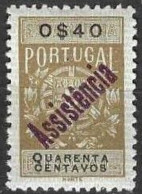 Revenue/ Fiscal, Portugal 1946 - ASSISTÊNCIA S/ Estampilha Fiscal -|- 0$40 - MNH - Unused Stamps