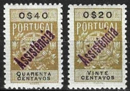 Revenue/ Fiscal, Portugal 1946 - ASSISTÊNCIA S/ Estampilha Fiscal -|- 0$20 + 0$40 - MNH - Unused Stamps