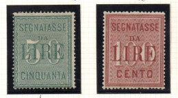 REGNO - SEGNATASSE 1884 RE UMBERTO I Sassone N.15/16 Serie Completa 2 Valori .Leggerissima Traccia Di Linguella.Firmati. - Strafport