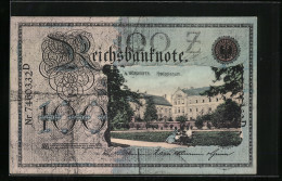 AK Wörishofen, Kneippianum Im Reichsbanknoten-Passepartout  - Monete (rappresentazioni)