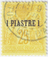 LEVANT FRANÇAIS - 1885 Yv.1 1pi/25c Jaune Type Sage - Oblitéré TB (c.20€) - Gebruikt