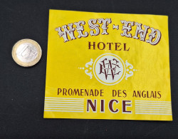 C7/3 - Hotel West - End * Nice * France * Luggage Lable * Rótulo * Etiqueta - Hotel Labels