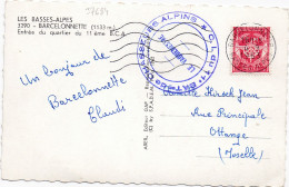 37684# CARTE FRANCHISE MILITAIRE C.I. DU 11° BATAILLON DE CHASSEURS ALPINS * Obl BARCELONNETTE BASSES ALPES 1963 OTTANGE - Briefe U. Dokumente