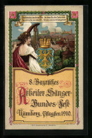 Lithographie Ganzsache Bayern PP15C186: Nürnberg, 8. Bayrisches Arbeiter Sänger-Bundes-Fest Pfingsten 1910  - Postkarten
