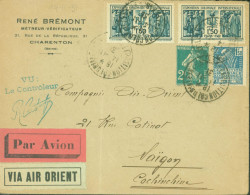 Vignettes Par Avion + Via Air Orient Cachet Vu Par Contrôleur (tarif Aérien) YT N°239 273 274 CAD Exposition Coloniale - 1927-1959 Storia Postale