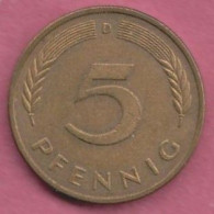 Germany, 1982 D-  5 Pfenning-Mint Munich -Obverse Oak Seedling. Reverse  Two Rye Ears Above The Denomination- - 5 Pfennig