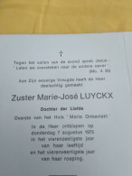 Doodsprentje Zuster Marie José Luyckx / Overl. 7/8/1975 / 64 Jaar Oud ( Dochter Der Liefde ) - Religione & Esoterismo