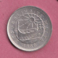 Malta, 1986- 5 Cents- Copper Nickel- Obverse Coastline Scene With Traditional Maltese Boat Luzzu. - Malta