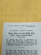 Doodsprentje Marie Joseph Vanderheeren  / Meulebeke 10/4/1932 - 10/4/1974 ( Zuster Maria V/h H. Hart / Karmelietes ) - Religione & Esoterismo