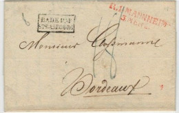 Lac De MANNHEIM Pour BORDEAUX + Cachet BADE PAR STRASBOURG 2/3/1824 - Covers & Documents