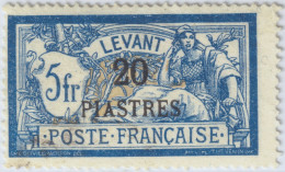 LEVANT FRANÇAIS - 1902/20 - Yv.23 20pi/5fr Bleu & Chamois Type Merson Oblitéré TB - (c.7€) - Nuovi